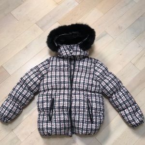 CHAUD European designer girls down rabbit fur hood trim jacket 16